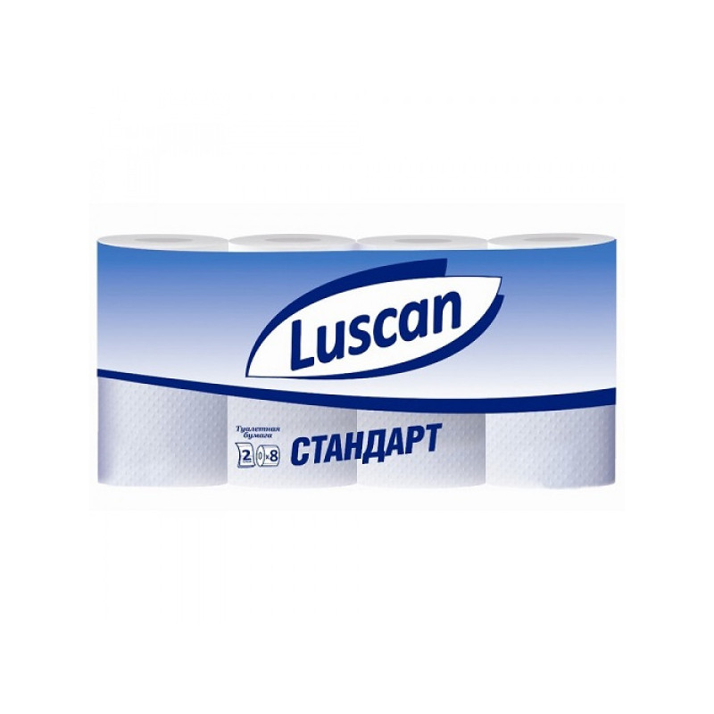 Бумага туалетная LUSCAN Standart 2-сл.,белая с тисн.,8рул./уп.