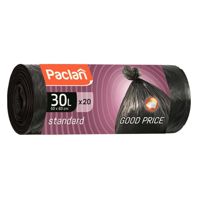 Пакеты для мусора Paclan STANDART 30 литров 20 штук 7,3 мкм НД (163457)