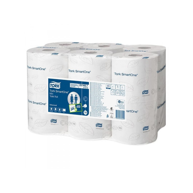 Туалетная бумага Tork SmartOne mini T9 472193 в мини-рулонах 2-слойная 111 метров 12 рулонов