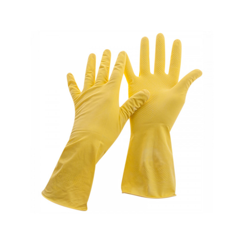 Перчатки резиновые хозяйственные OfficeClean Стандарт+, супер прочные L, желтые, пакет с европодвесом