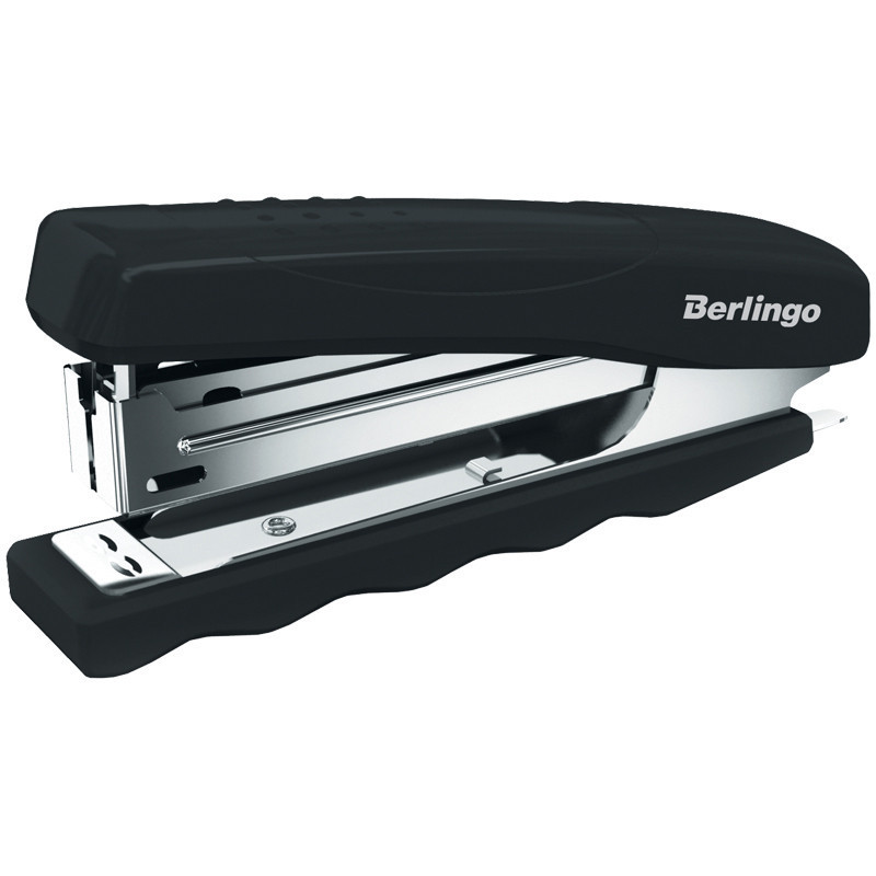 Степлер N10, 16 листов, глубина закладки 60 мм, антистеплер, пластик, черный, Berlingo "Comfort"