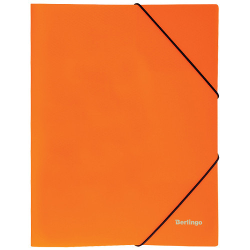 Папка на резинке, А4, 500мкм, 40мм, 300 листов, пластик, неоновая оранжевая, резинка по углам, Berlingo Neon,