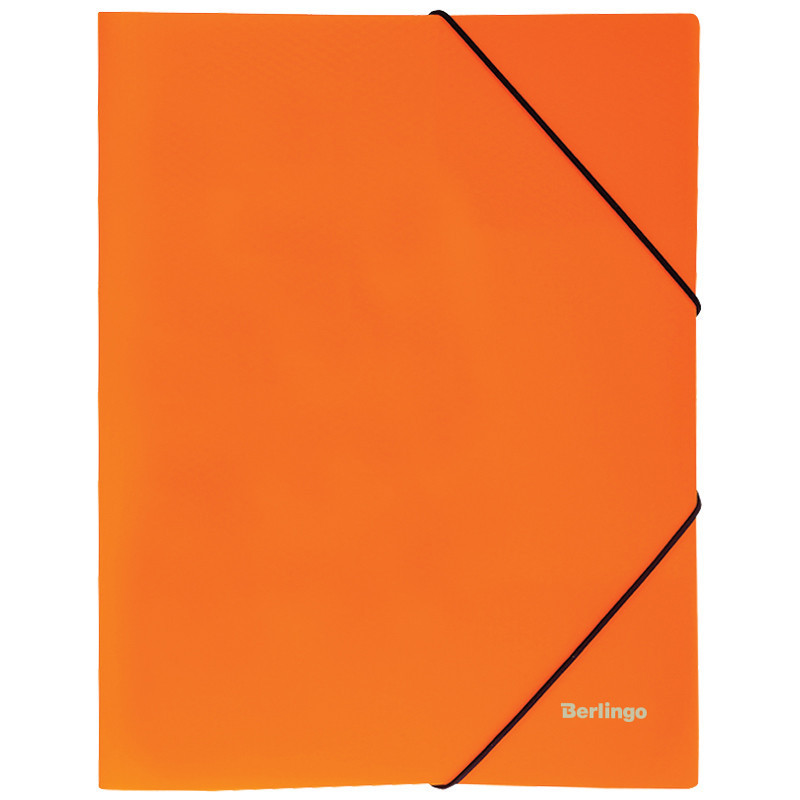Папка на резинке, А4, 500мкм, 40мм, 300 листов, пластик, неоновая оранжевая, резинка по углам, Berlingo Neon,