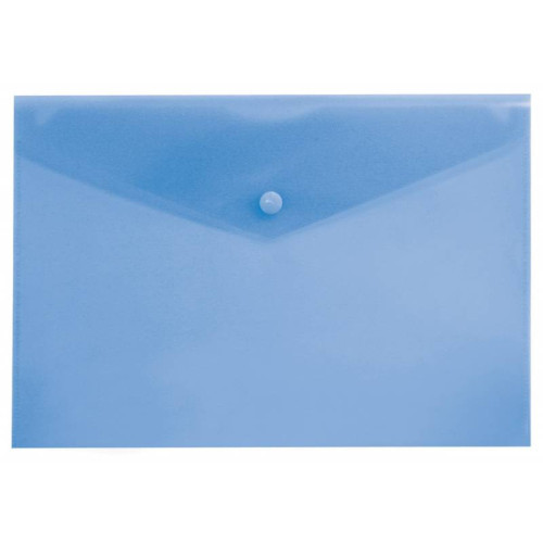 Папка-конверт на кнопке, А4, 150мкм, пластик, синий, Бюрократ -PK803TBLU