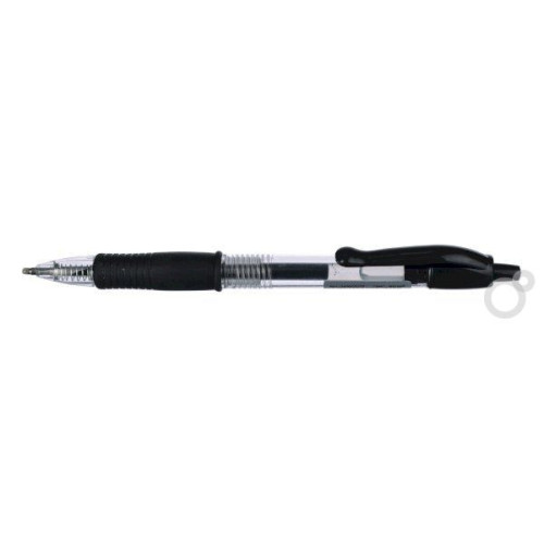 Ручка гелевая черная, автоматическая, манжетка, 0,7 мм, ш/к на корпусе