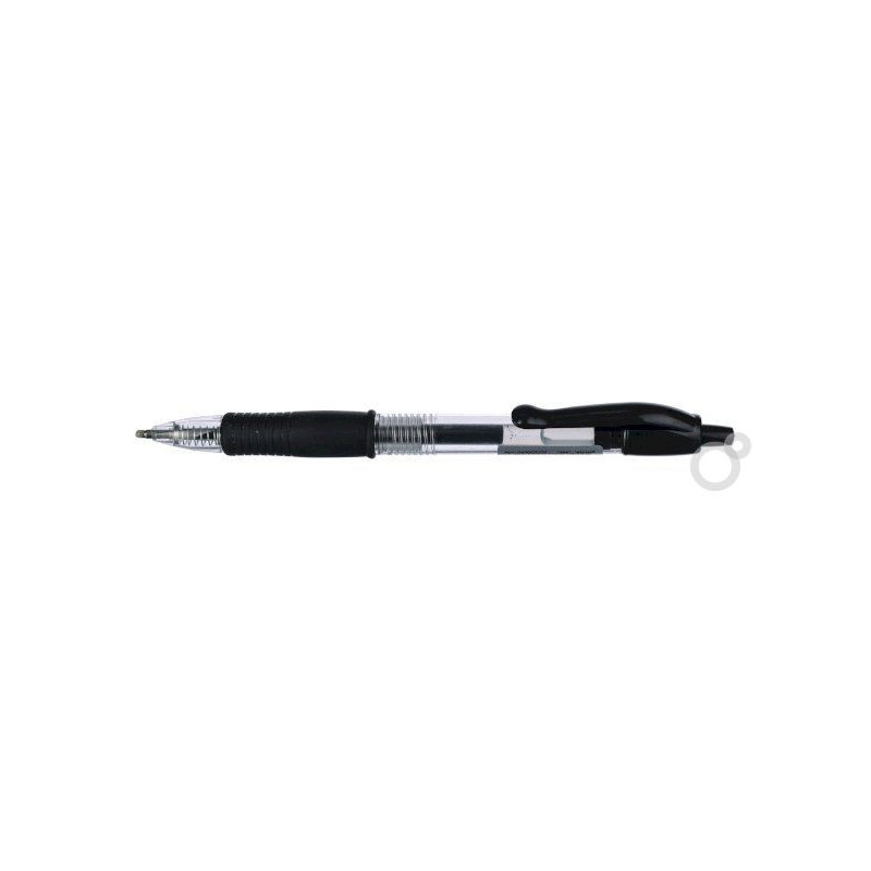 Ручка гелевая черная, автоматическая, манжетка, 0,7 мм, ш/к на корпусе