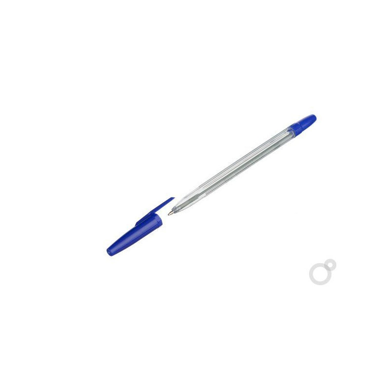 Ручка шариковая синяя, 0,8мм, 1 мм, корпус прозрачный, шестигранный,(без штрихкода на корпусе), 9 @44