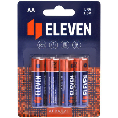 Батарейка Eleven AA (LR6) алкалиновая, 4 шт, BC4