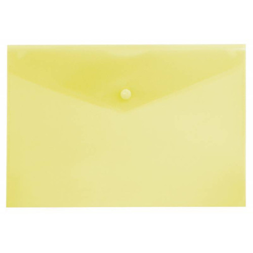 Папка-конверт на кнопке, А5, 180мкм, пластик, желтый, Бюрократ -PK804A5YEL
