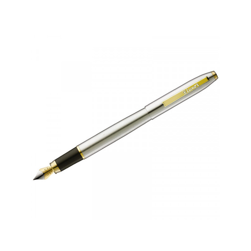 Ручка перьевая Luxor "Sterling" синяя, 0,8мм, корпус хром/золото