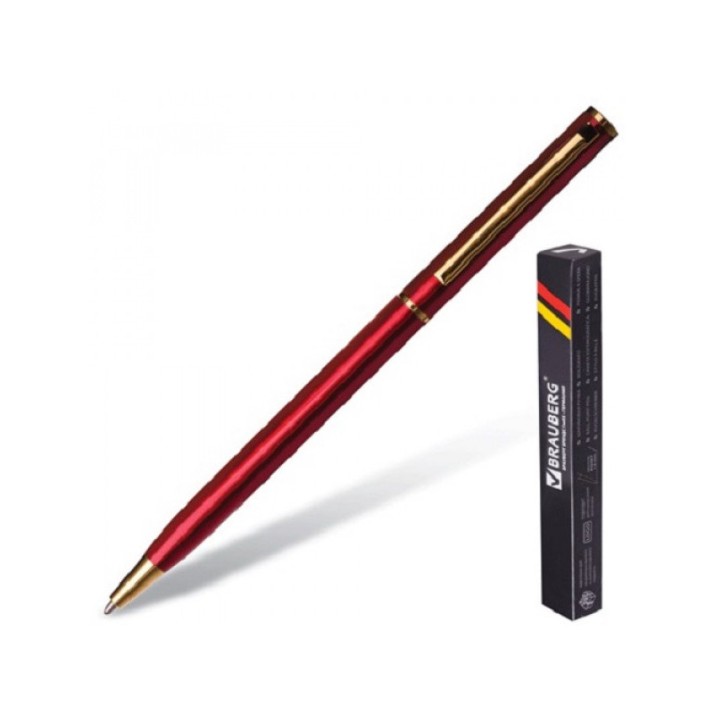 Ручка бизнес-класса шариковая BRAUBERG "Slim Burgundy", корпус бордо, узел 1 мм, линия письма 0,7 мм, синяя, 141403
