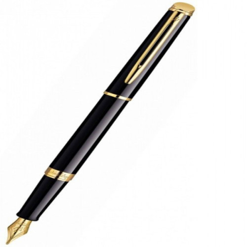 Ручка перьевая синяя, Waterman F, картридж, нержавеющая/позолота