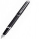 Ручка перьевая синяя, Waterman, перо F, картридж, черный/хром