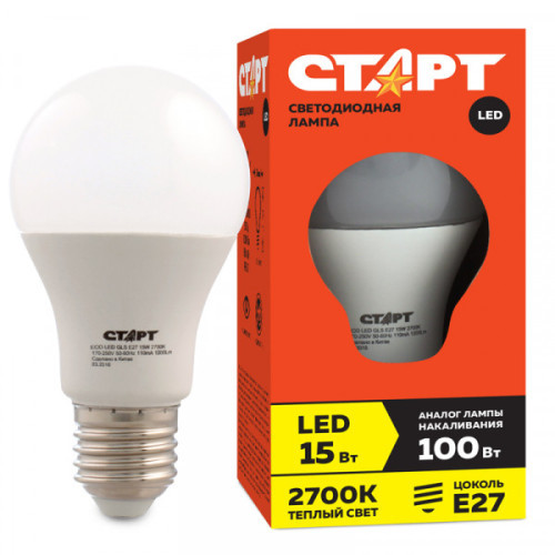 Лампа светодиодная Старт ECO LED GLS E27, 15W30