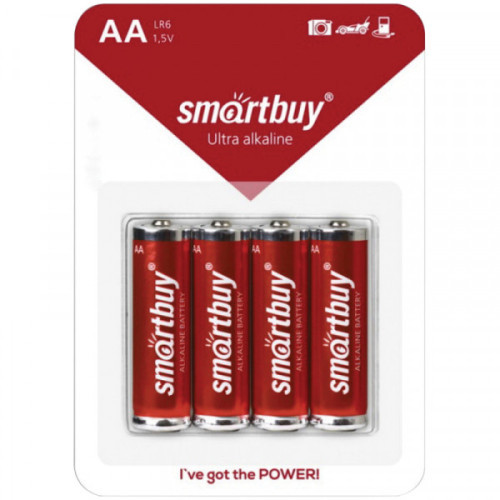 Батарейка SmartBuy AA (LR06) алкалиновая, BC4 4 шт/уп