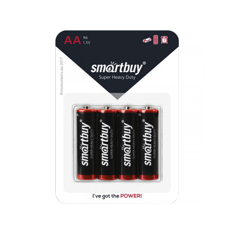 Батарейка SmartBuy AA (R06) солевая, BС4 4 шт/уп