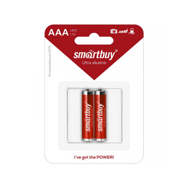 Батарейка SmartBuy AAA (LR03) алкалиновая, BC2 2 шт/уп