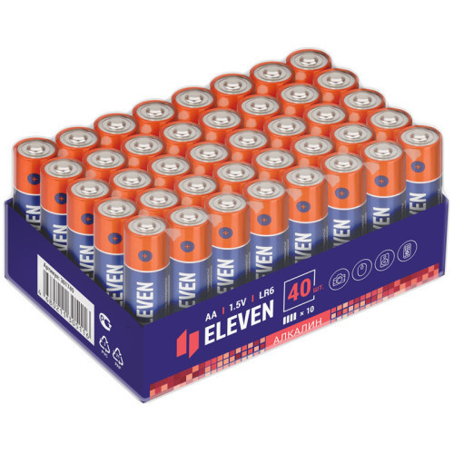 Батарейка Eleven AA (LR6) алкалиновая, 40 шт, OS40