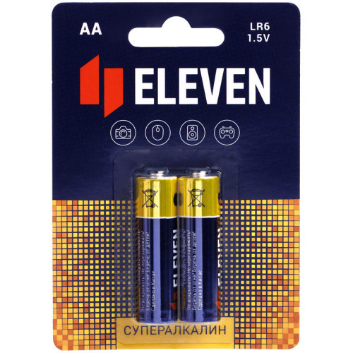 Батарейка Eleven SUPER AA (LR6) алкалиновая, 2 шт, BC2
