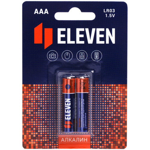 Батарейка Eleven AAA (LR03) алкалиновая, 2 шт, BC2