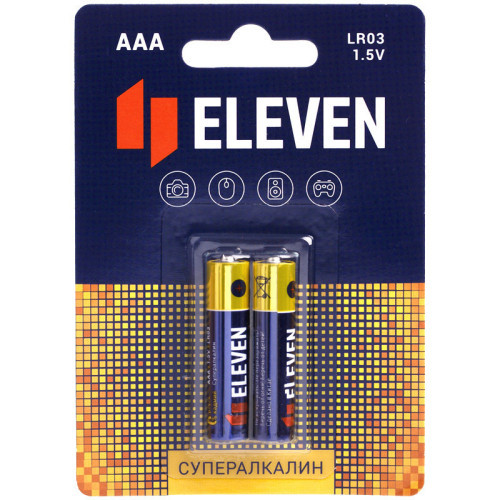Батарейка Eleven SUPER AAA (LR03) алкалиновая, 2 шт, BC2