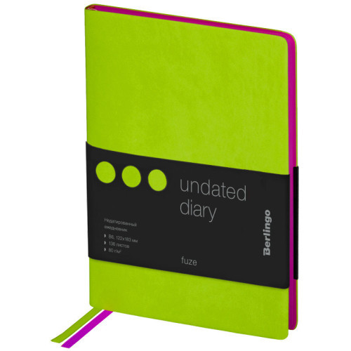 Ежедневник недатир. B6, 136л., кожзам, Berlingo "Fuze", цветной срез, салатовый