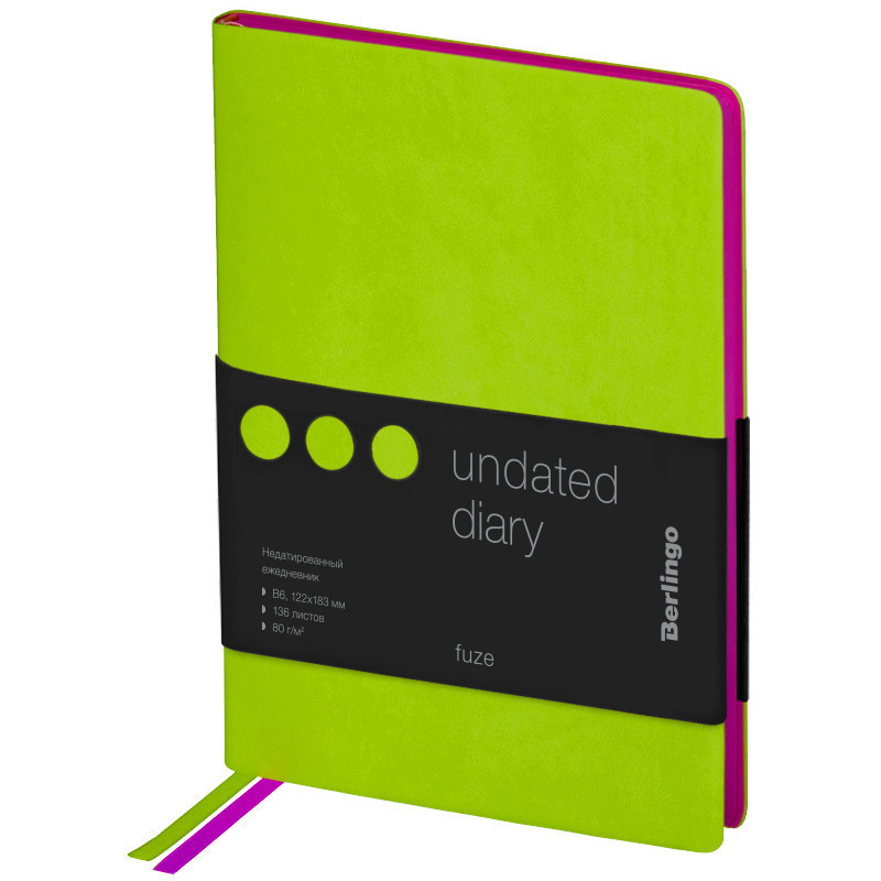 Ежедневник недатир. B6, 136л., кожзам, Berlingo "Fuze", цветной срез, салатовый