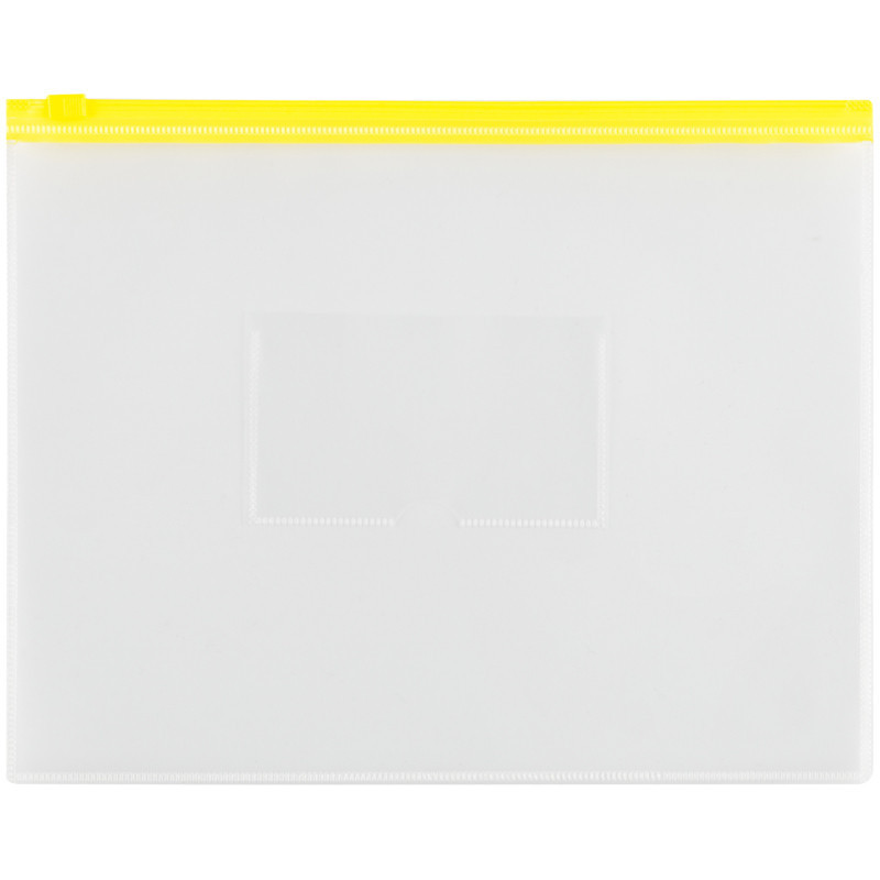Папка-конверт на молнии OfficeSpace A5, прозрачная, 150мкм, молния желтая