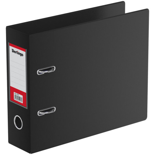 Папка с арочным механизмом 70мм, А5, пвх/пвх, черная, карман на корешке, Berlingo, горизонтальная