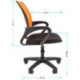 Кресло оператора Helmi HL-M96 R "Airy", спинка сетка оранжевая/сиденье ткань черная, пиастра