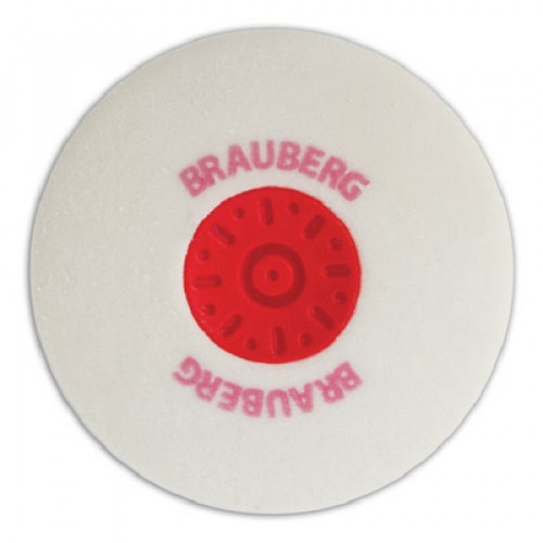 Ластик BRAUBERG "Energy", круглая, пластиковый держатель, диаметр 30 мм, белая, 222472