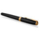 Ручка перьевая черная Parker перо 0,5 мм, 2 картриджа с позолотой 23К, латунь
