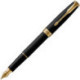 Ручка перьевая черная Parker перо 0,5 мм, 2 картриджа с позолотой 23К, латунь