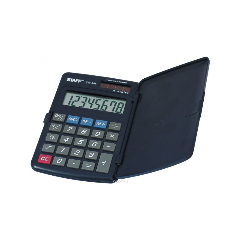 Калькулятор STAFF карманный STF-899, 8 разрядов, двойное питание, 117х74 мм, 250144