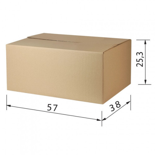 Короб картонный, длина 570 х ширина 380 х высота 253 мм, марка Т22, профиль С, FEFCO 0201 / ГОСТ, исполнение А, 440054