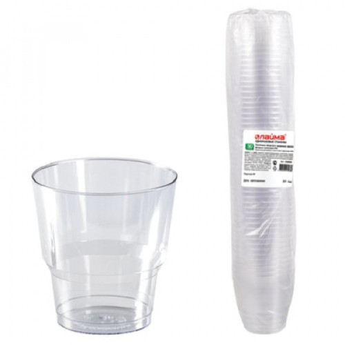 Стакан одноразовый для холодных и горячих напитков пластиковый Кристалл прозрачный 200 мл 50 шт