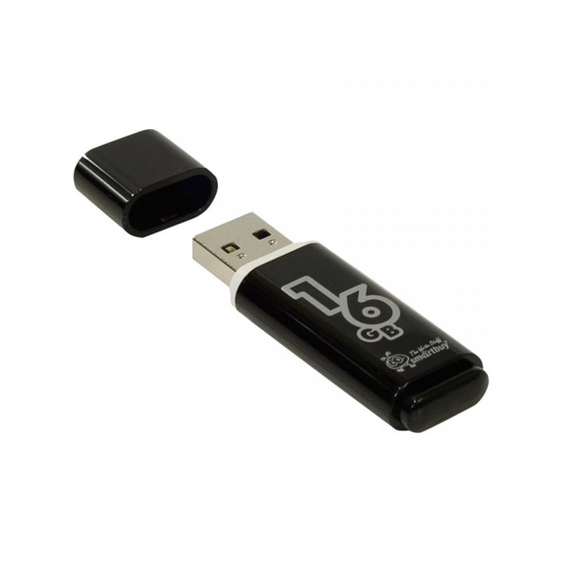 Флэш-память Smart Buy "Glossy"  16GB, USB 2.0 Flash Drive, черный