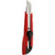 Нож канцелярский 18 мм, металлические направляющие, ручная блокировка лезвия, картонный блистер, черный с красным, 