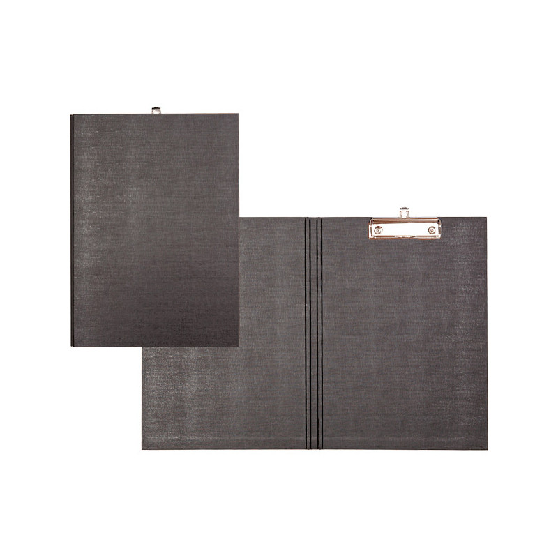 Папка-планшет, с крышкой, А4, верхний зажим, картон/ПВХ, 2мм, черная, deVENTE