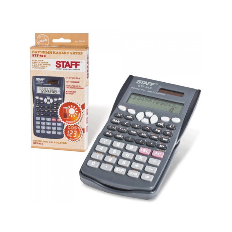 Калькулятор STAFF инженерный STF-810, 10+2 разряда, двойное питание, 181х85 мм, 250280