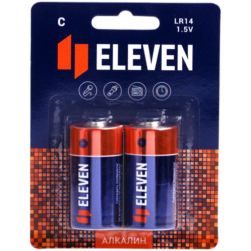 Батарейка Eleven C (LR14) алкалиновая, 2 шт, BC2