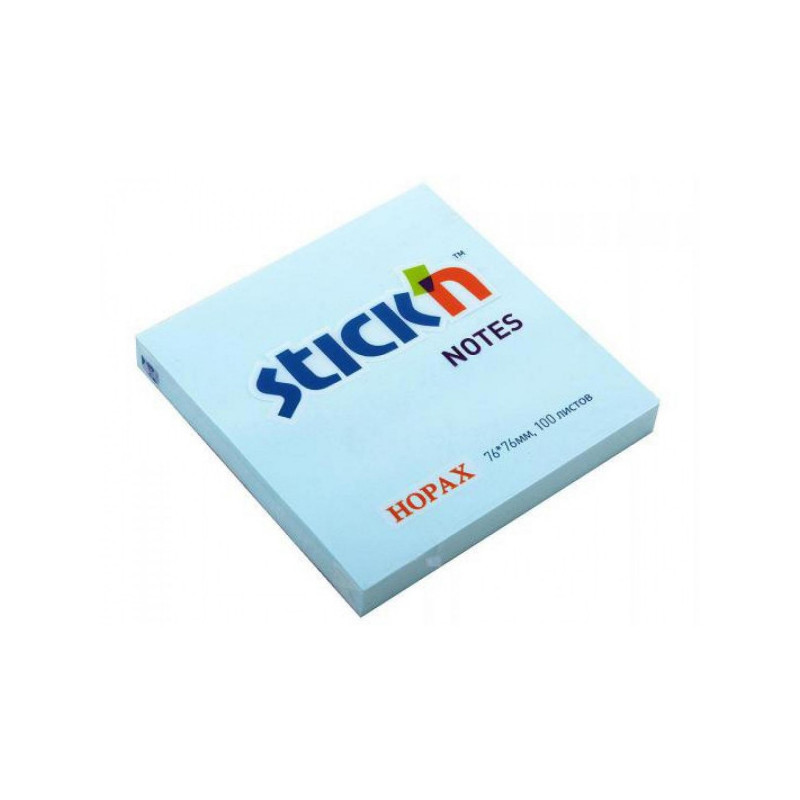 Самоклеящийся блок 76,2х76,2 мм 100 листов голубой STICK'N HOPAX