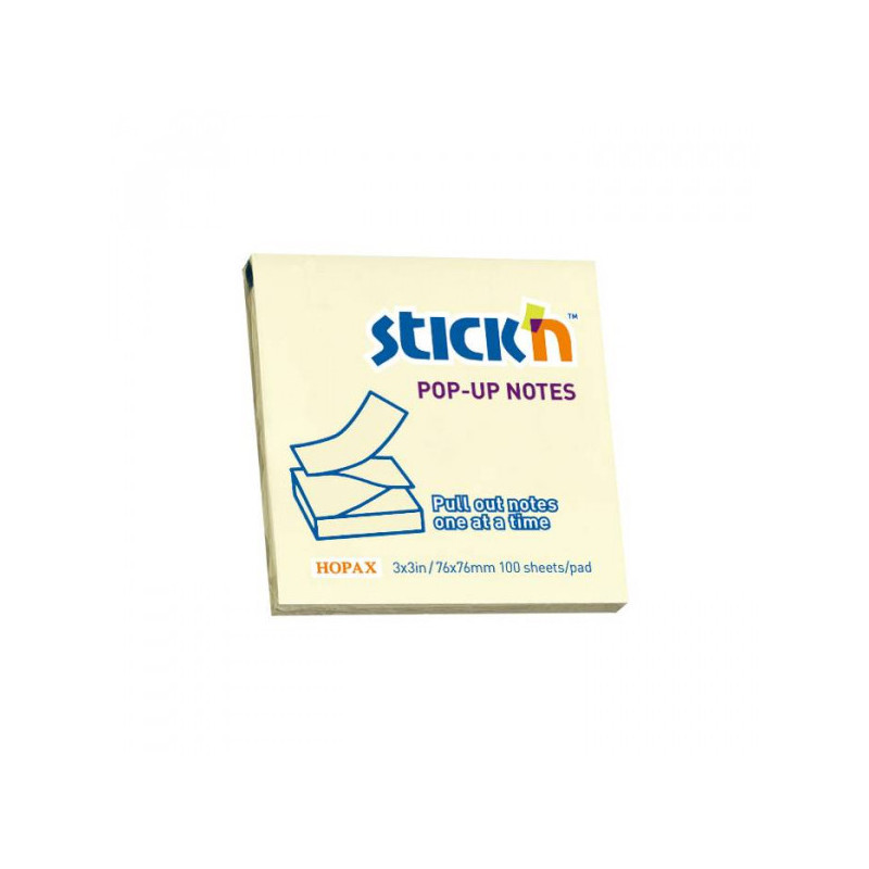 Cамоклеящийся блок STICK`N, 76x76, желтый пастель, Z-блок, 100 листов