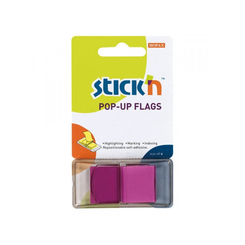 Закладки клейкие POP-UP 45х25 мм фиолетовые 50 листов STICK'N HOPAX
