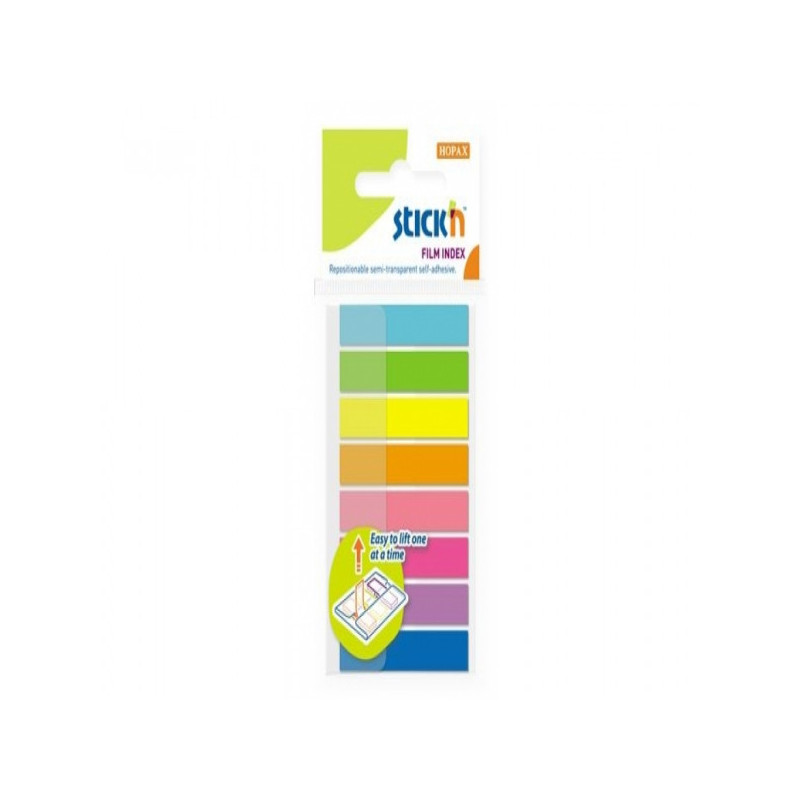 Клейкие закладки пластиковые Stick`n 26073 45x8 мм 8 цветов 160 закладок неон Z-сложение