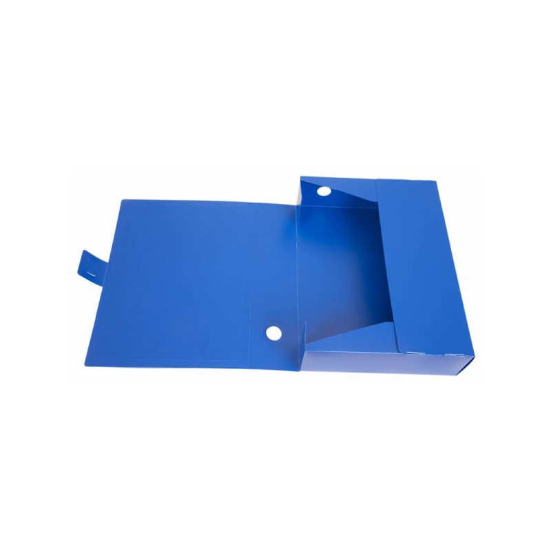 Короб архивный корешок 80 мм пластик 0.8 мм вырубная застежка синий