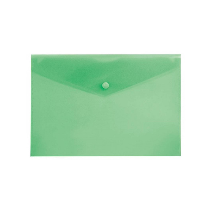 Папка-конверт А4 с кнопкой однотонная зеленая толщиной 0,18 мм