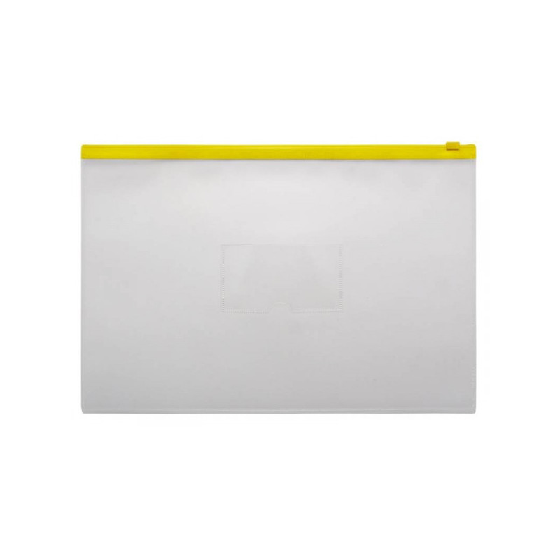 Папка-карман с желтой молнией сбоку A4 толщина 0,15 мм