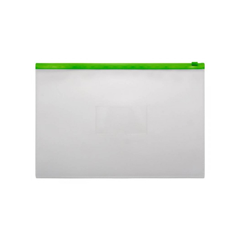 Папка-карман с молнией сбоку A4 толщина 0.15 мм зеленая молния