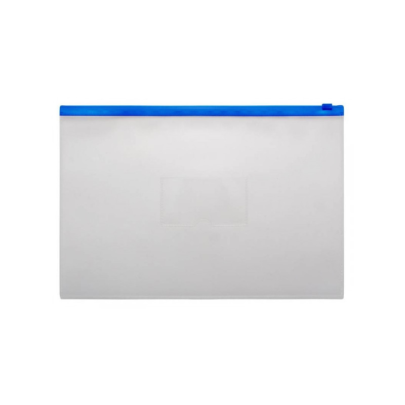 Папка-карман с синей молнией сбоку A4 толщина 0.15 мм